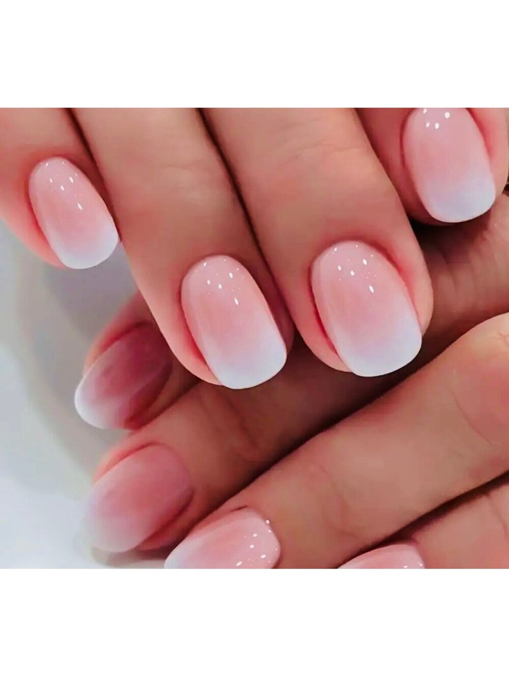 New - 24pcs -Short Square -Glossy -Pink Gradient -Reusable Press-On Nails